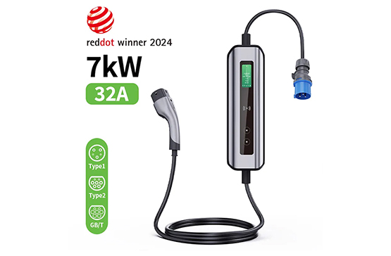 32A 3 phase Portable EV Charger for 400V EV Charging Type2 with Red CEE