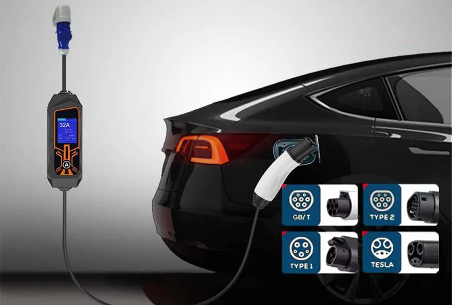 7kW Level2 Portable Ev charger 40A Adjustable Current Tesla Portable Electric vehicle charger 1