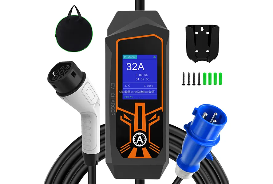 Type 2 Mobile Ev car charger 32A 7kW Home Charger CEE Plug 1