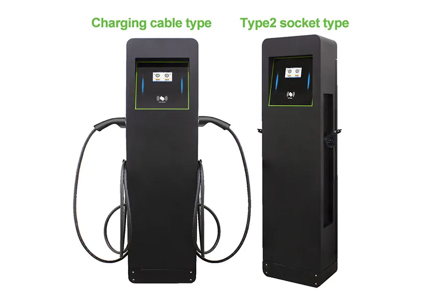 commercial ues 14kw 22kw 44kw floor standing ac ev charger with dual gun 3